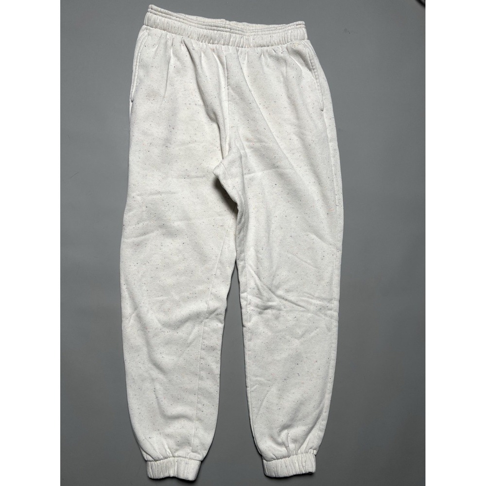 DSG Women's White Flecked Fleece Jogger Pants M Elastic Waist Drawstring